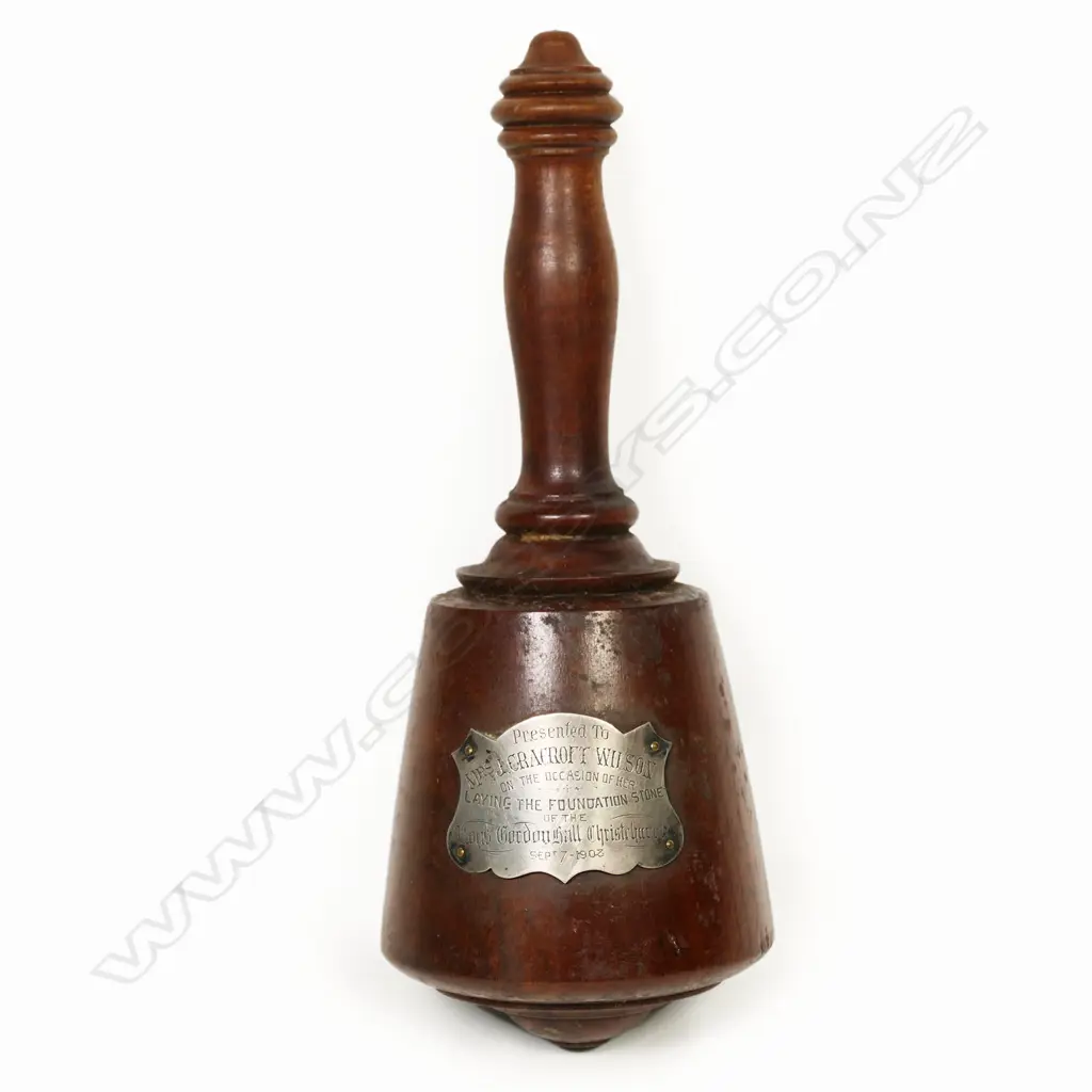 1913 presentation mahogany gavel with silver plaque, Image 1++